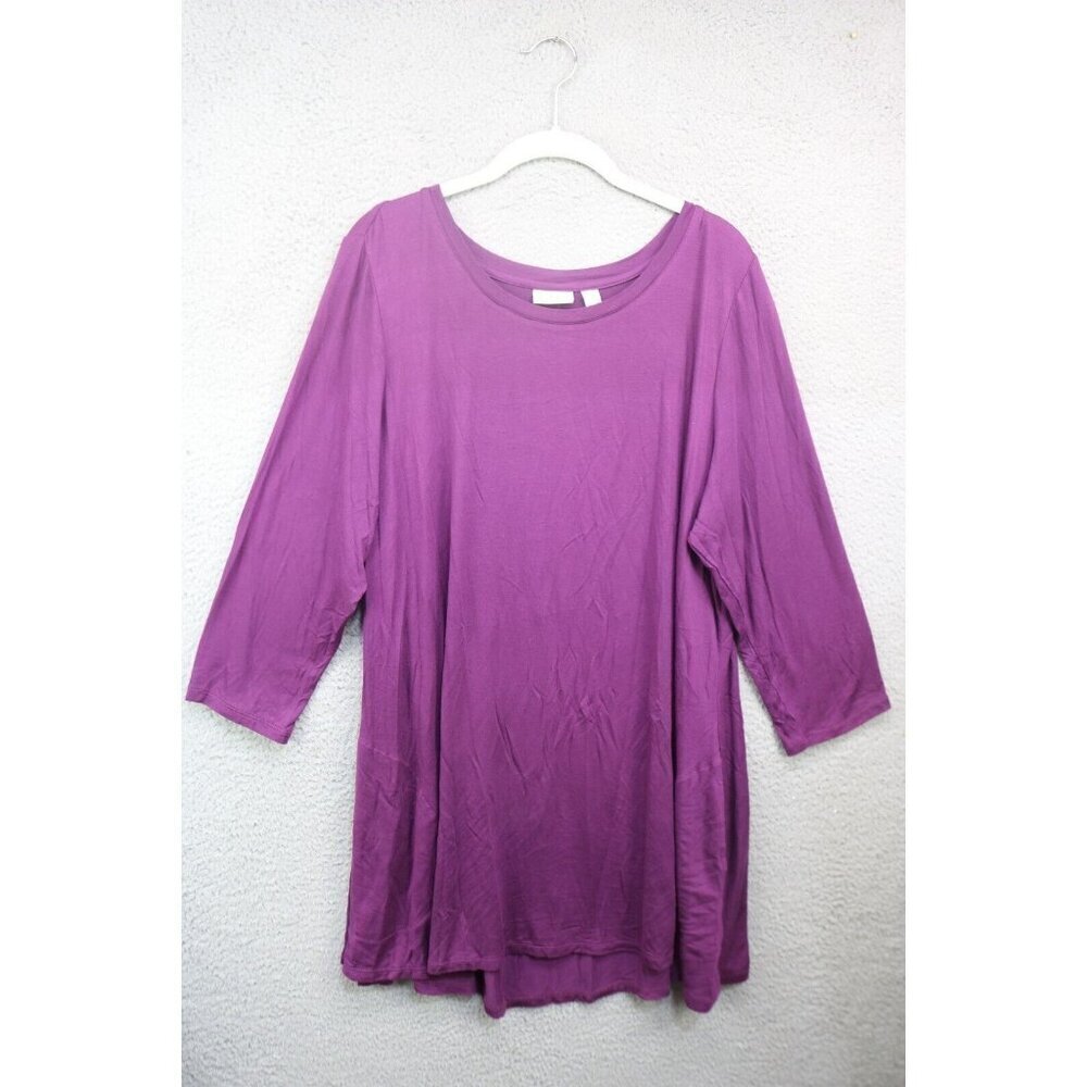 LOGO by Lori Goldstein 3/4 Sleeve Purple Tunic-Pockets-Size 1X